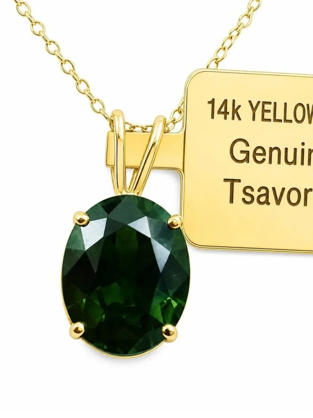 Genuine 2.94 Carats Tsavorite Pendant Solid 14k Gold